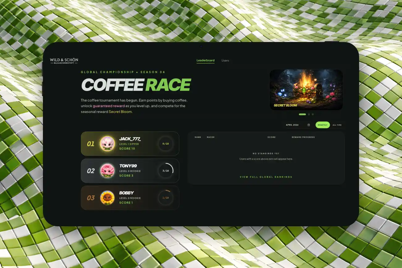 Coffee Race React loyalty platform